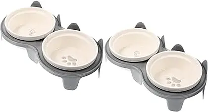 Elevated Elegance: Yardwe Ceramic Double Bowl Pet Feeding Station