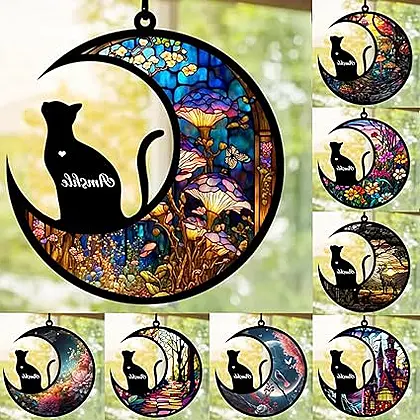 Cherished Memories: Personalized Cat Memorial Suncatcher