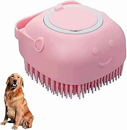 Pink Silicone Pet Bath Brush