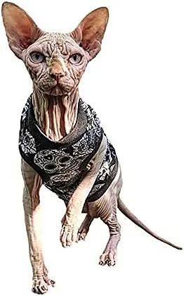 Kotomoda Cat's Stylish Black Skulls T-shirt for Sphynx