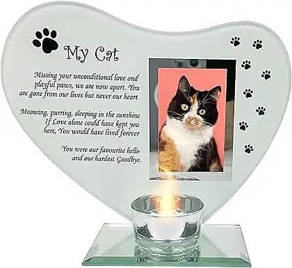 My Cat Glass Memorial Candle Holder & Photo Frame