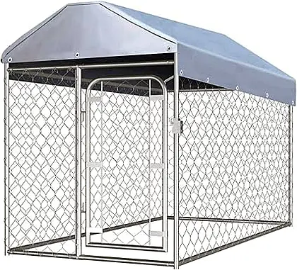 Festnight Outdoor Dog Kennel with Roof, Dog Crate 200x100x125 cm