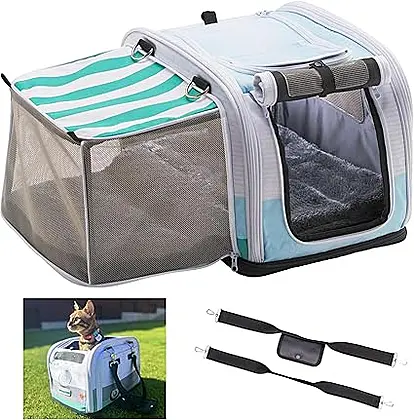 Kittyrama Baby Blue 2-in-1 Cat Carrier & Hideaway