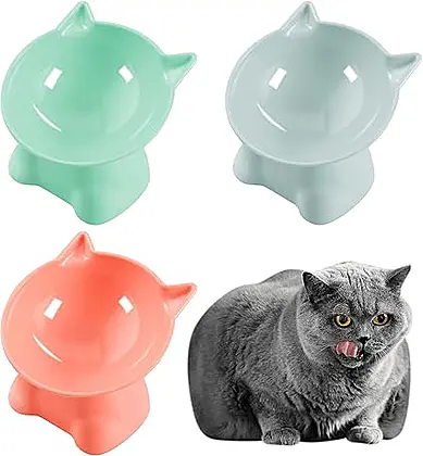 Elevated Elegance: Fanshiontide Triple Treat - Cat Bowl Set