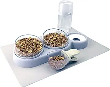 The Perfect Cat Dining Set: NATRUTH Gravity Water and Double Food Triple Bowls