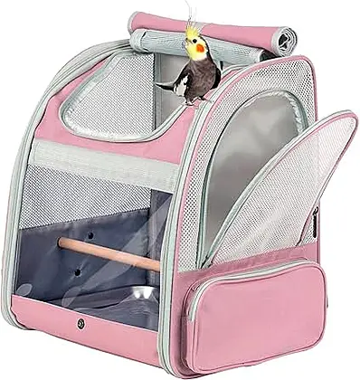 ORIZZP Bird Carrier Backpack with Ventilation and Stand Perch