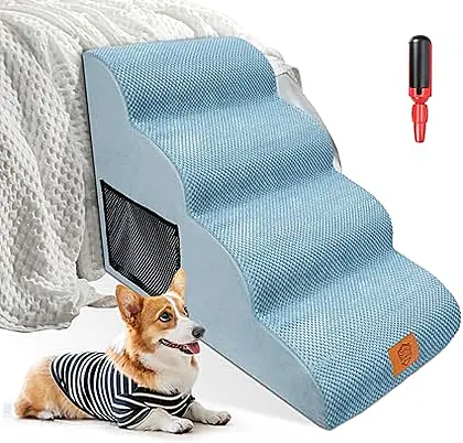 Leap and Lounge Light Blue Dog Stairs