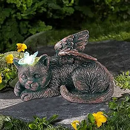 Goodeco Solar Cat Angel Memorial Statue