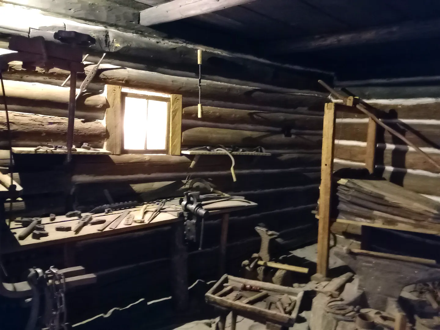 An old Polish woodworking workshop with tools